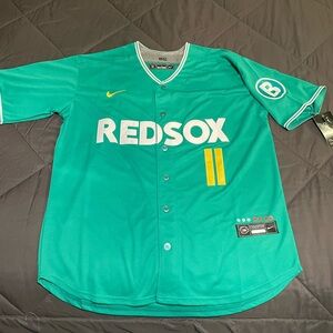 Nike Teal Red Sox Jersey with Yellow Accents